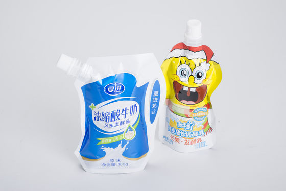 Datar Bawah Stand Up kantong Dengan Conner Spout doypack Untuk Jelly / Juice / Jam