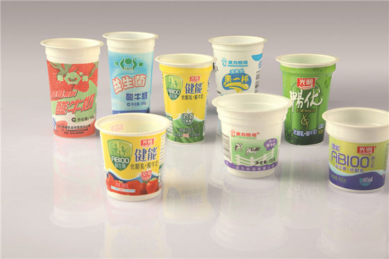 Disposable Kustom Plastik / PP / PS Yogurt Piala Dengan Printed Shrink Label