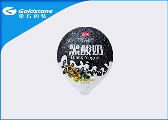 Colorful Percetakan Yogurt Piala Panas Seal Foil Lid rectanglar / Peach Bentuk