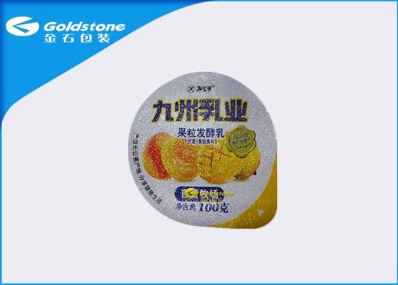 Colorful Percetakan Yogurt Piala Panas Seal Foil Lid rectanglar / Peach Bentuk