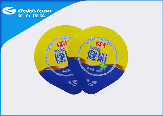 Non Tumpahan Yogurt Cup Aluminium Foil Lids / Die Cut Laminated Tutup 1- 8 Warna Printing